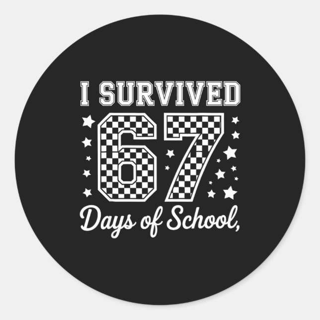 Pegatina Redonda I Survived 67 Days Of School Funny Meme Teacher St (Anverso)