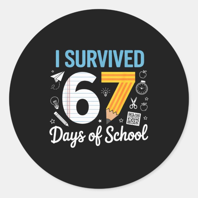 Pegatina Redonda I Survived 67 Days Of School Funny Meme Teacher St (Anverso)