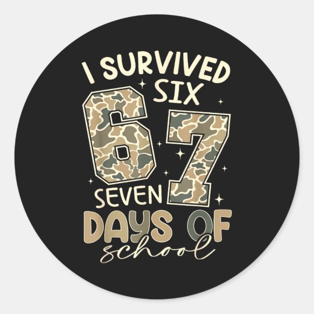 Pegatina Redonda I Survived 67 Days Of School Funny Meme Teacher St (Anverso)