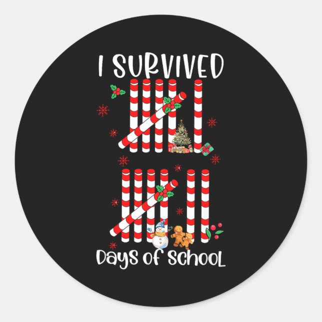 Pegatina Redonda I Survived 67 Days Of School Funny Six Seven Xmas  (Anverso)