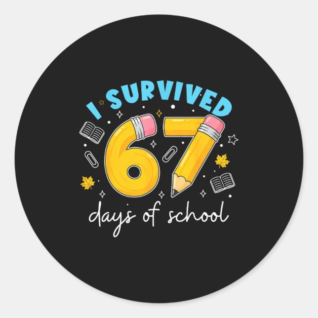 Pegatina Redonda I Survived 67 Days Of School Students Teachers 100 (Anverso)
