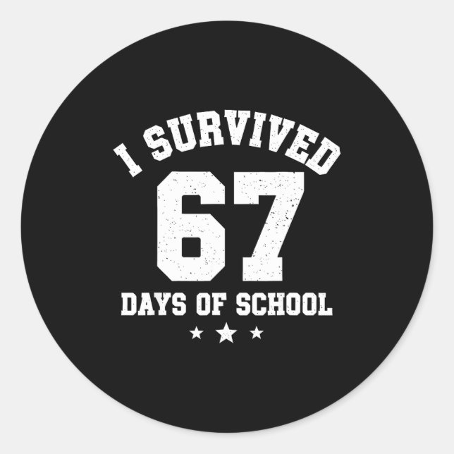 Pegatina Redonda I Survived 67 Days Of School Students Teachers 67  (Anverso)