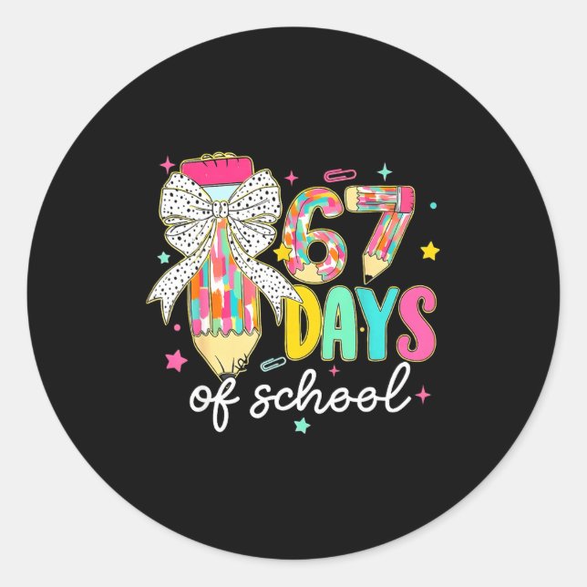 Pegatina Redonda I Survived 67 Days Of School Teachers Students Fun (Anverso)
