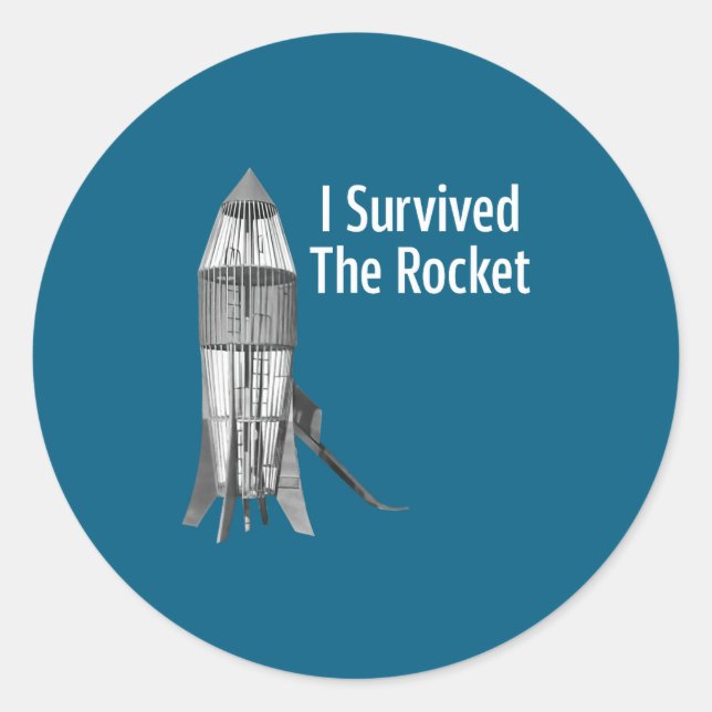Pegatina Redonda I Survived The Rocket Funny Apparel  (Anverso)
