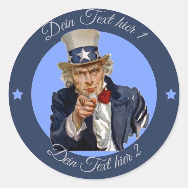 Pegatina Redonda I Want You, Uncle Sam (Anverso)