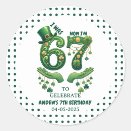 Pegatina Redonda I Was 6 Now I’m 7 St. Patrick’s Day Boy Birthday