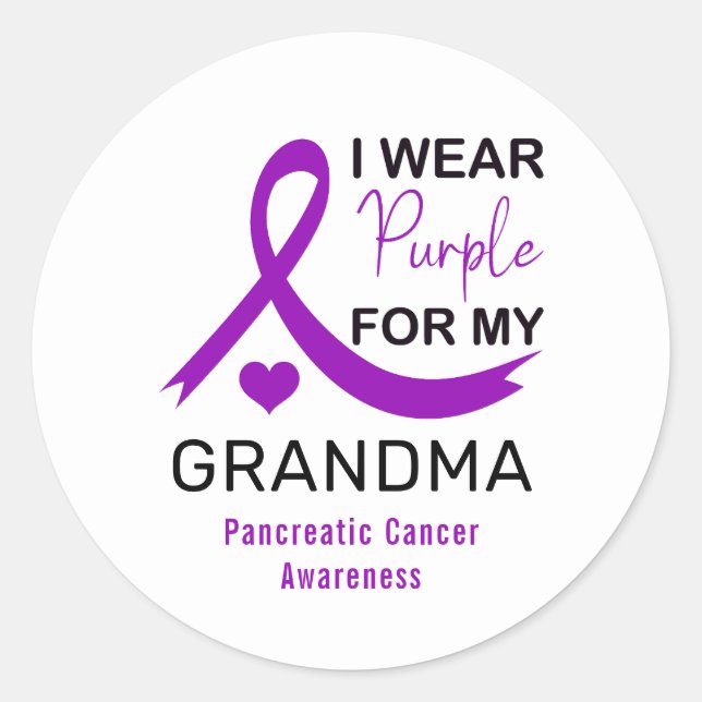 Pegatina Redonda I Wear Purple For My Grandma Pancreatic Cancer (Anverso)