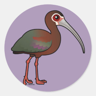 Pegatina Redonda Ibis birdorable de cara blanca