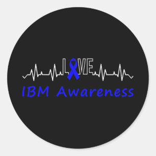 Pegatina Redonda Ibm Awareness Blue Ribbon Love Heartbeat Support Q