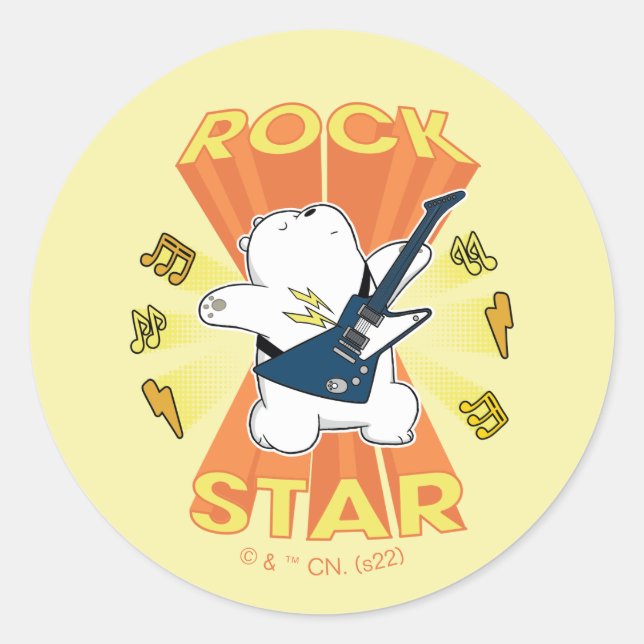 Pegatina Redonda Ice Bear - Rock Star (Anverso)
