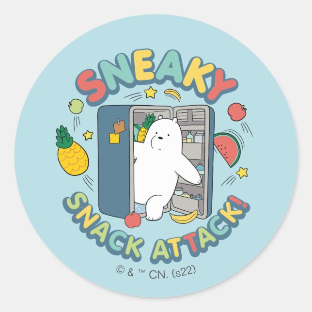 Pegatina Redonda Ice Bear - Sneaky Snack Attack! (Anverso)