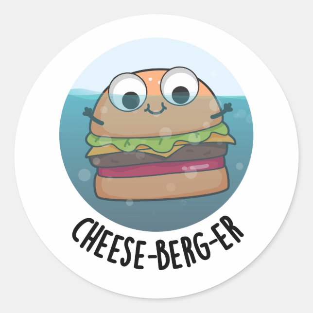 Pegatina Redonda Ice-berg Funny Cheeseburger Pun (Anverso)