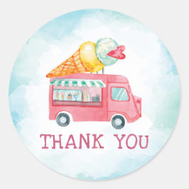 Pegatina Redonda Ice Cream Birthday Gracias