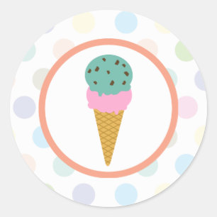 Pegatina Redonda Ice Cream Cone