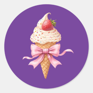 Pegatina Redonda Ice Cream Coquette Bow