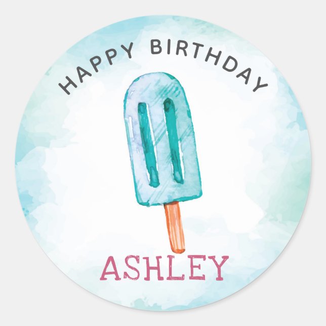 Pegatina Redonda Ice Cream Cumpleaños Feliz (Anverso)