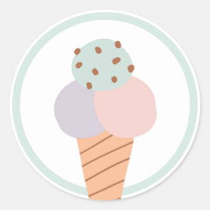 Pegatina Redonda Ice Cream Cumpleaños Party Favor