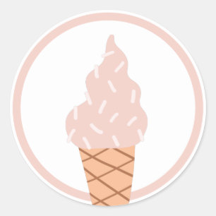 Pegatina Redonda Ice Cream Cumpleaños Party Favor