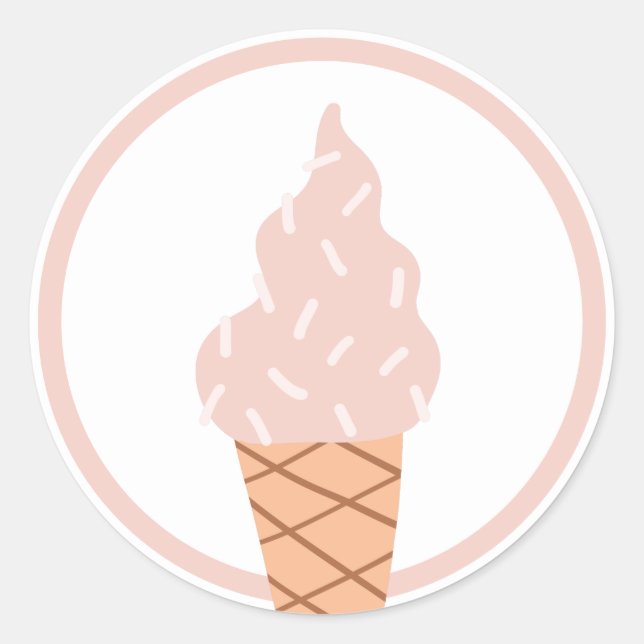 Pegatina Redonda Ice Cream Cumpleaños Party Favor (Anverso)