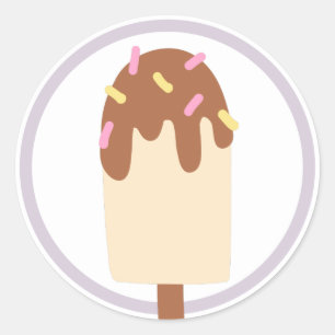 Pegatina Redonda Ice Cream Cumpleaños Party Favor