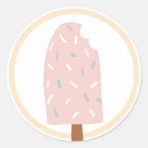Pegatina Redonda Ice Cream Cumpleaños Party Favor