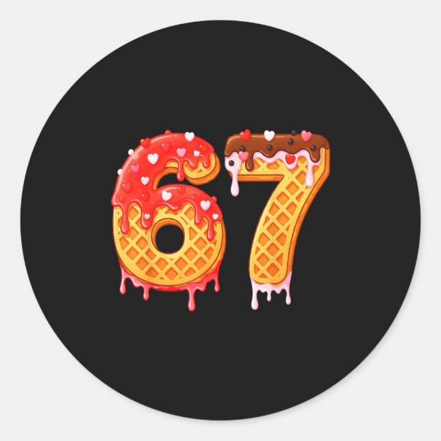 Pegatina Redonda Ice Cream Drip Six Seven 67 Valentines Day For Men (Anverso)
