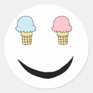 Pegatina Redonda Ice Cream Happy Face
