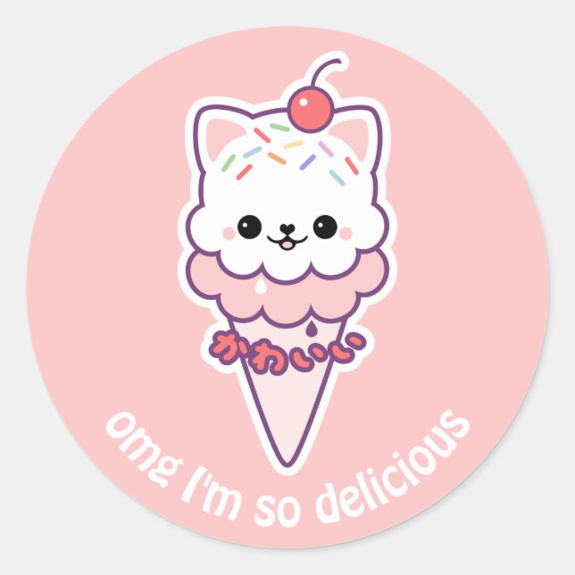 Pegatina Redonda Ice Cream Kitty (Anverso)