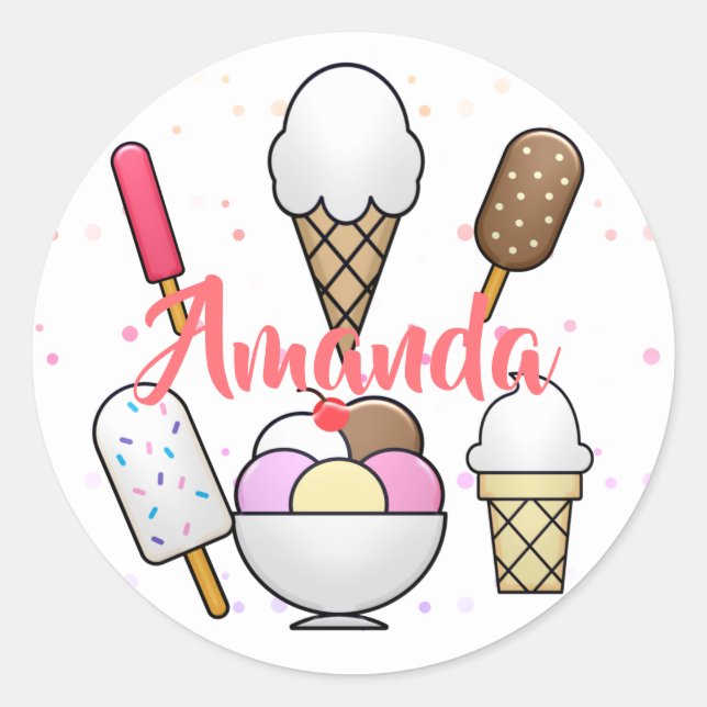 Pegatina Redonda Ice Cream Parlor Dream (Anverso)