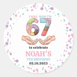 Pegatina Redonda Ice Cream “Six Seven” 7th Birthday Party for Kids