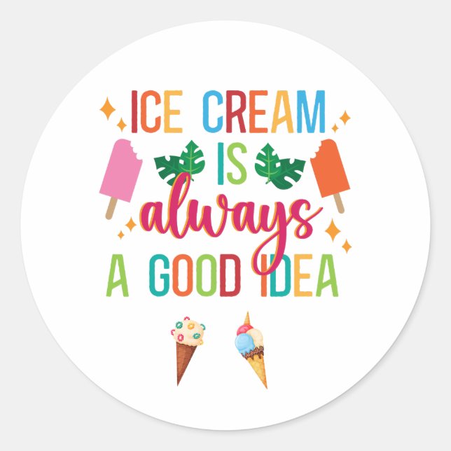 Pegatina Redonda Ice Cream Social (Anverso)