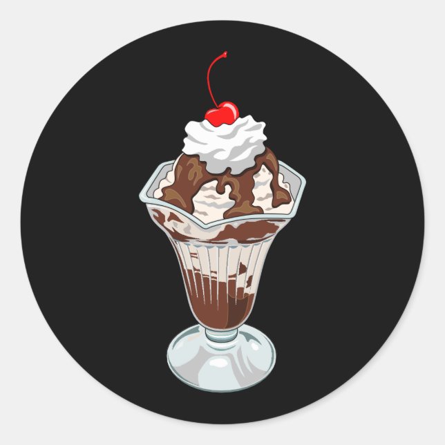 Pegatina Redonda Ice Cream Sundae (Anverso)