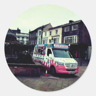 Pegatina Redonda Ice crema van