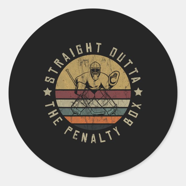 Pegatina Redonda Ice Hockey Player Goalie Jersey Puck Face Mask Tea (Anverso)