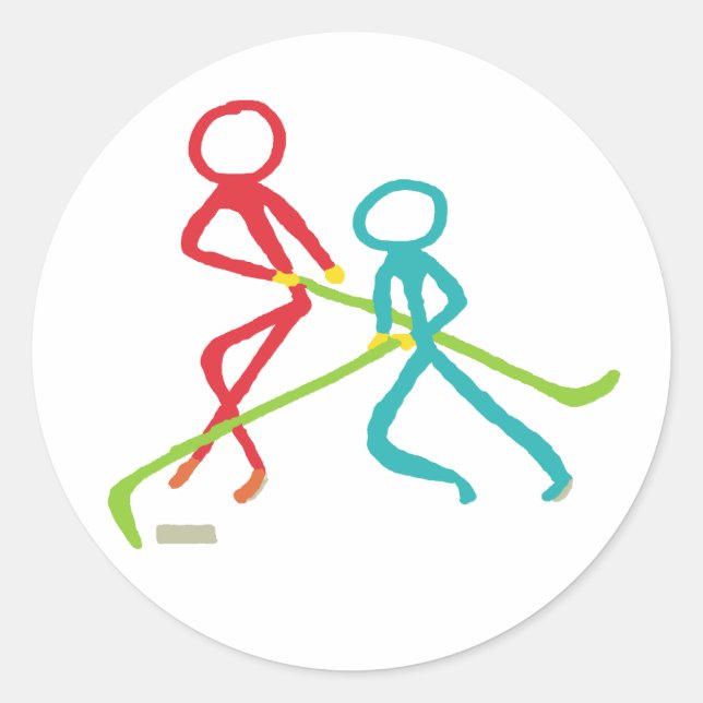 Pegatina Redonda Ice Hockey Stickmen (Anverso)