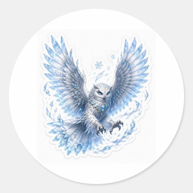 Pegatina Redonda Ice Owl Sticker (Anverso)