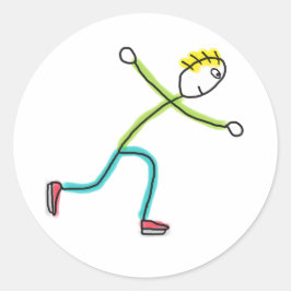 Pegatina Redonda Ice Skating Stickman