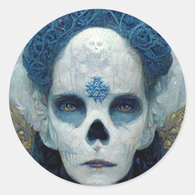 Pegatina Redonda Ice Witch 2 Fantasy Sci-Fi (Anverso)