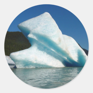 Pegatina Redonda Iceberg en el lago Mendenhall en Alaska