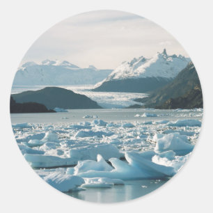 Pegatina Redonda Icebergs Glaciales