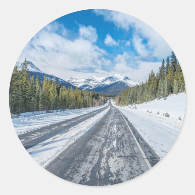 Pegatina Redonda Icefields Parkway (Anverso)
