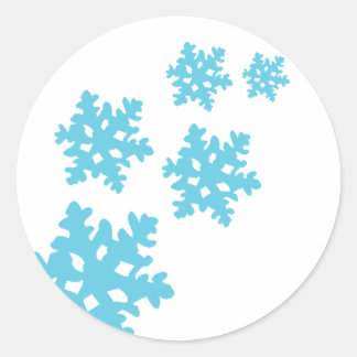 Pegatina Redonda icey Snowflakes blue