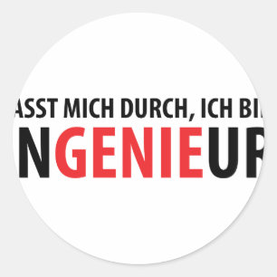 Pegatina Redonda Ich bin Ingenieur