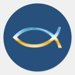 Pegatina Redonda Ichthus - cielo y tierra cristianos del símbolo de