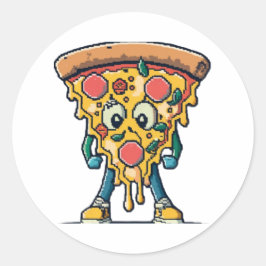 Pegatina Redonda icône souriante pizza mignonne