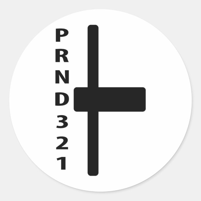 Pegatina Redonda icono automático de la palanca del cambio de (Anverso)