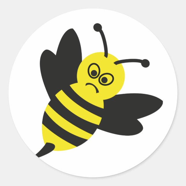 Pegatina Redonda icono de abeja enojada (Anverso)