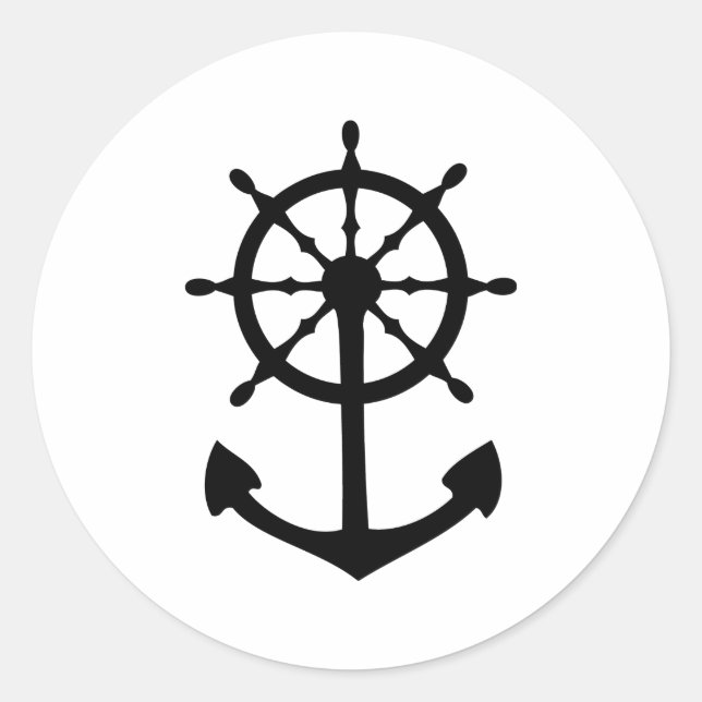 Pegatina Redonda icono de anclaje del volante de dirección negro (Anverso)