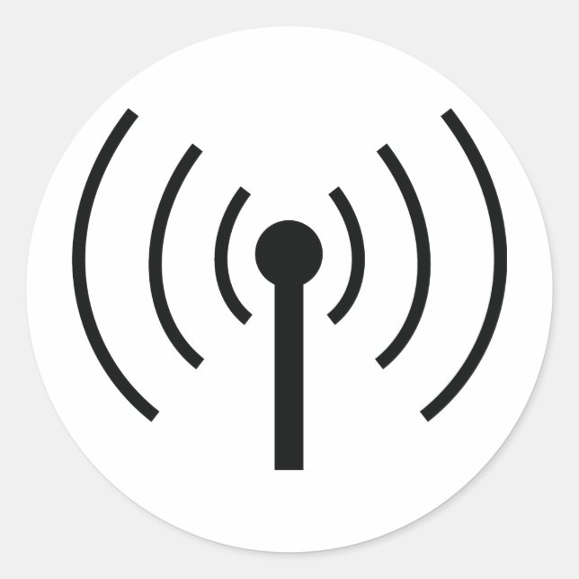 Pegatina Redonda icono de antena negra (Anverso)