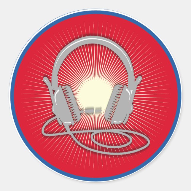 Pegatina Redonda Icono de auriculares DJ (Anverso)